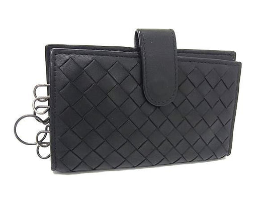 BOTTEGA VENETA ボッテガヴェネタ キーケース イントレチャート 401823 ブラック系 レザー ユニセックス 6連 美品