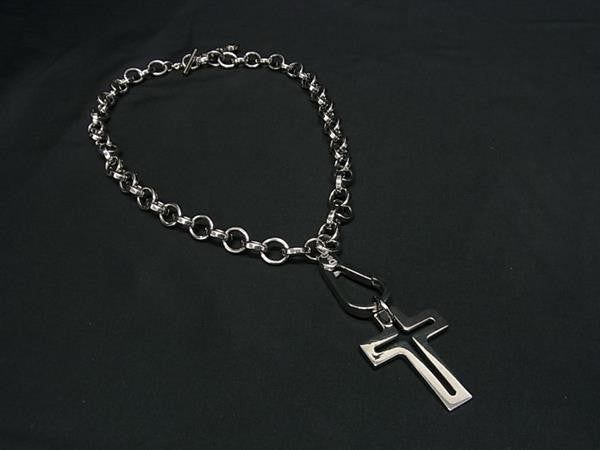 DOLCE＆GABBANA ドルチェ&ガッバーナ ネックレス D&Gロゴ付き クロス ネックレス シルバー系 メタル ユニセックス 美品