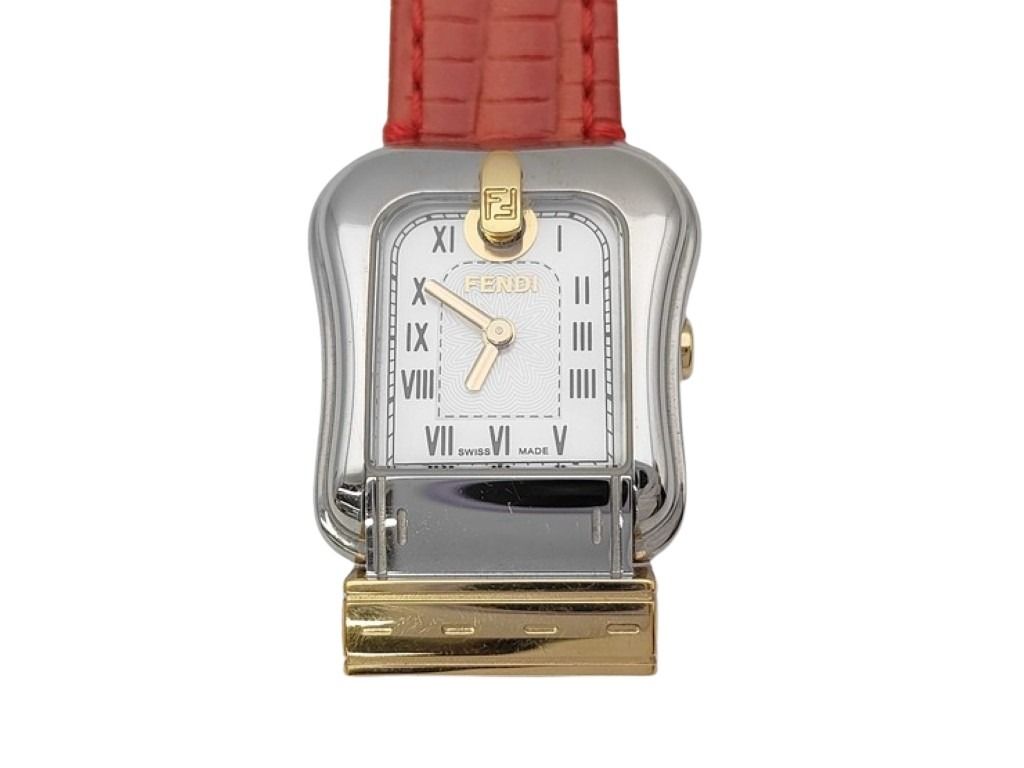 FENDI フェンディ 時計 3800L シェル文字盤 シルバー ゴールド ブラウン系 ステンレス レディース 美品