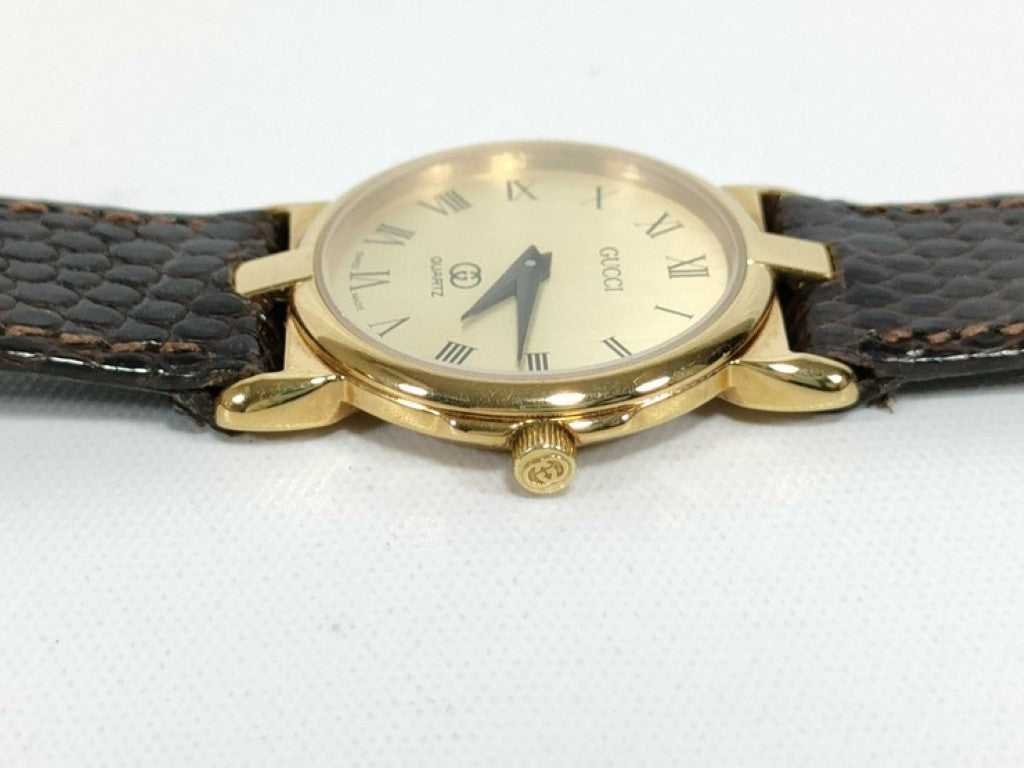 GUCCI グッチ 時計 3400F L ゴールド ブラウン系 ステンレス レディース 美品