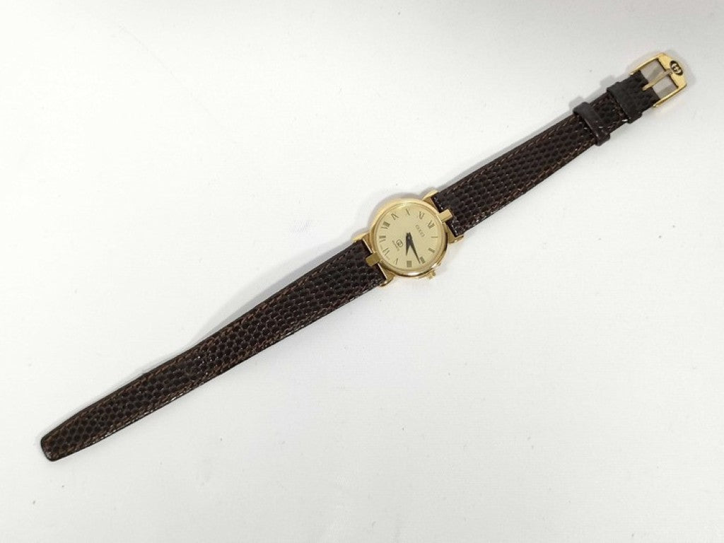 GUCCI グッチ 時計 3400F L ゴールド ブラウン系 ステンレス レディース 美品