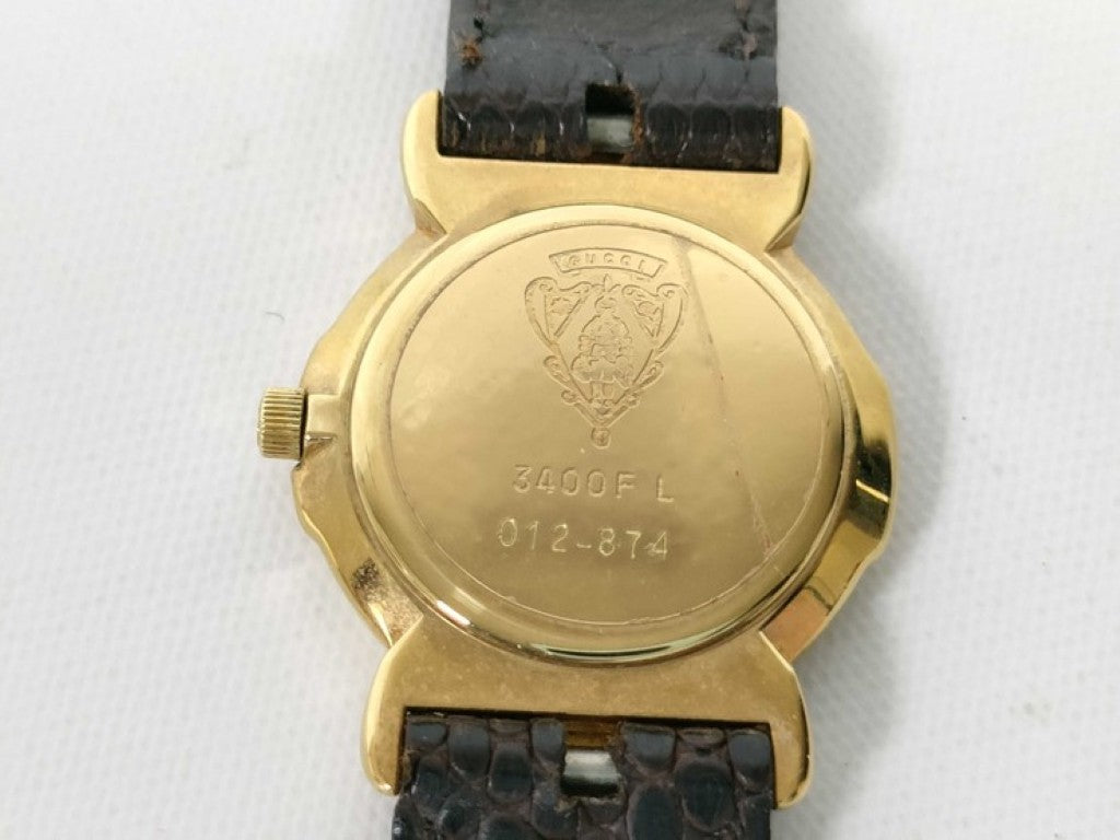 GUCCI グッチ 時計 3400F L ゴールド ブラウン系 ステンレス レディース 美品