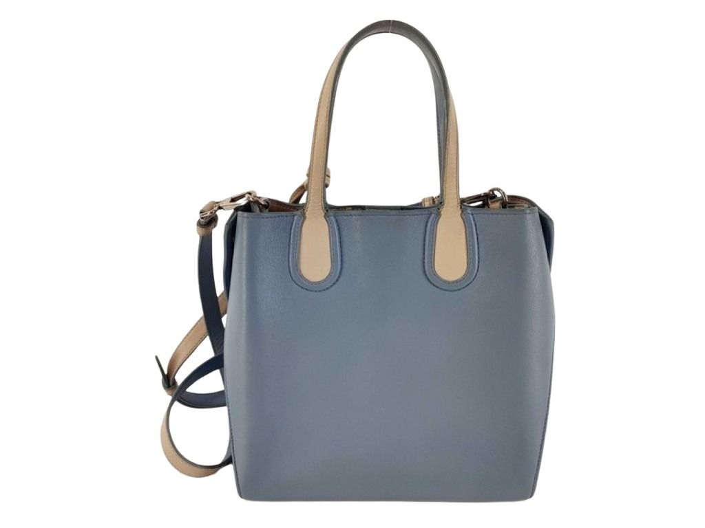 Christian Dior ディオール ハンドバッグ アディクト ブルー ベージュ系 レザー レディース 2WAY ショルダーバッグ ロゴチャーム ゴールド金具 美品
