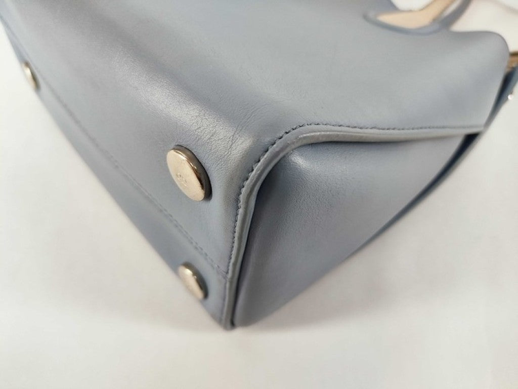 Christian Dior ディオール ハンドバッグ アディクト ブルー ベージュ系 レザー レディース 2WAY ショルダーバッグ ロゴチャーム ゴールド金具 美品