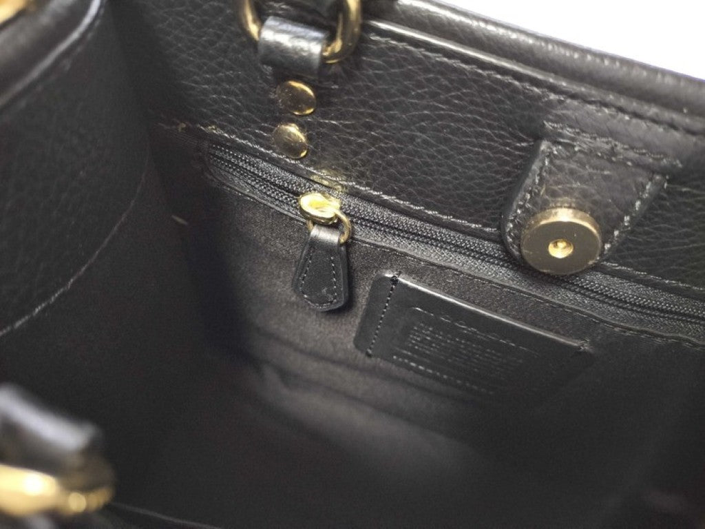 COACH コーチ ハンドバッグ C5268 ブラック系 レザー レディース 2WAY トートバッグ ショルダーバッグ ゴールド金具 美品