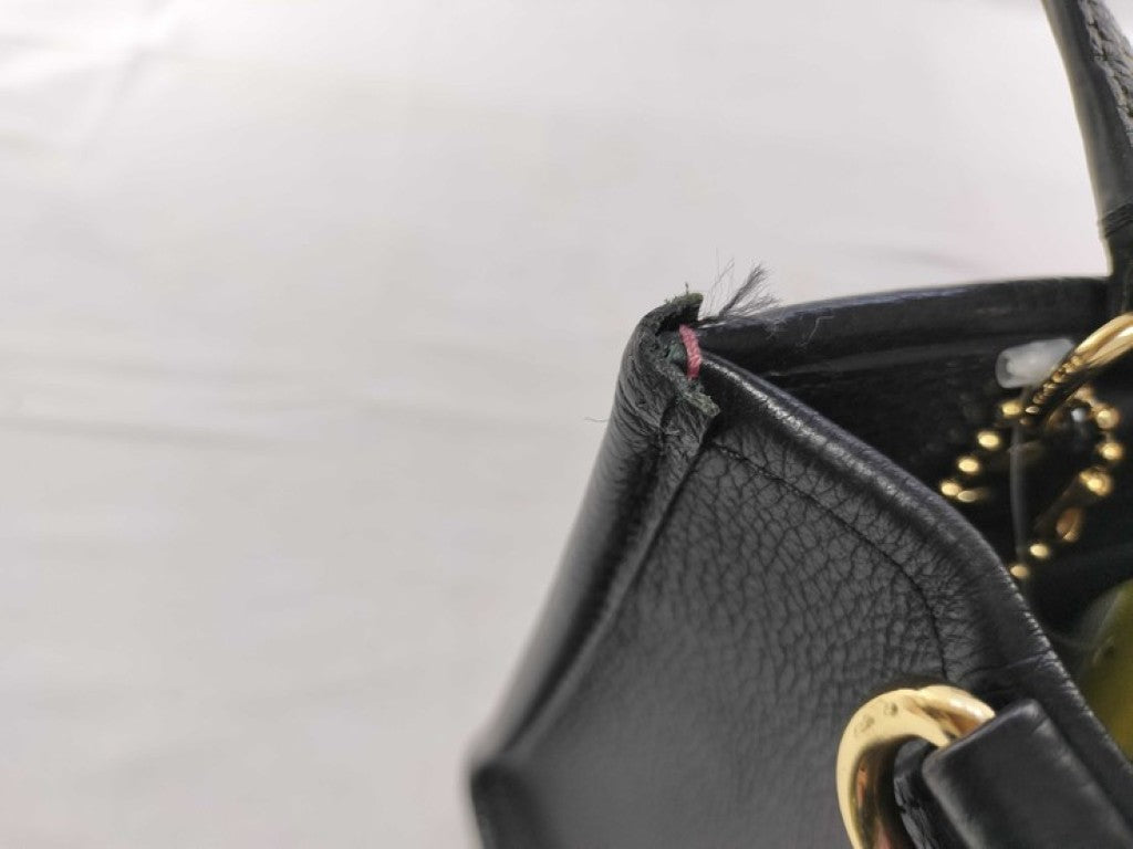 COACH コーチ ハンドバッグ C5268 ブラック系 レザー レディース 2WAY トートバッグ ショルダーバッグ ゴールド金具 美品