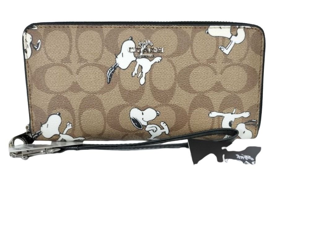 COACH コーチ 長財布 シグネチャー C4596 ベージュ系 PVC レザー レディース ラウンドファスナー スヌーピー ピーナッツコラボ 新品未使用展示品