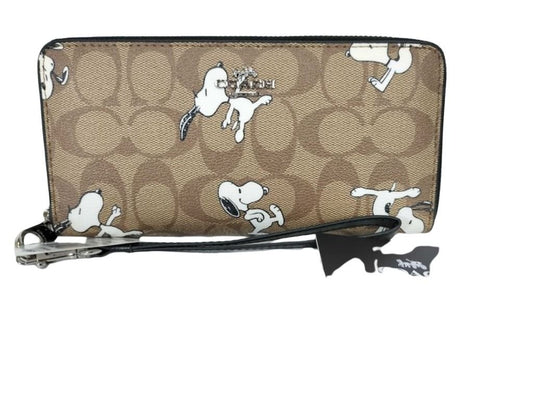 COACH コーチ 長財布 シグネチャー C4596 ベージュ系 PVC レザー レディース ラウンドファスナー スヌーピー ピーナッツコラボ 新品未使用展示品