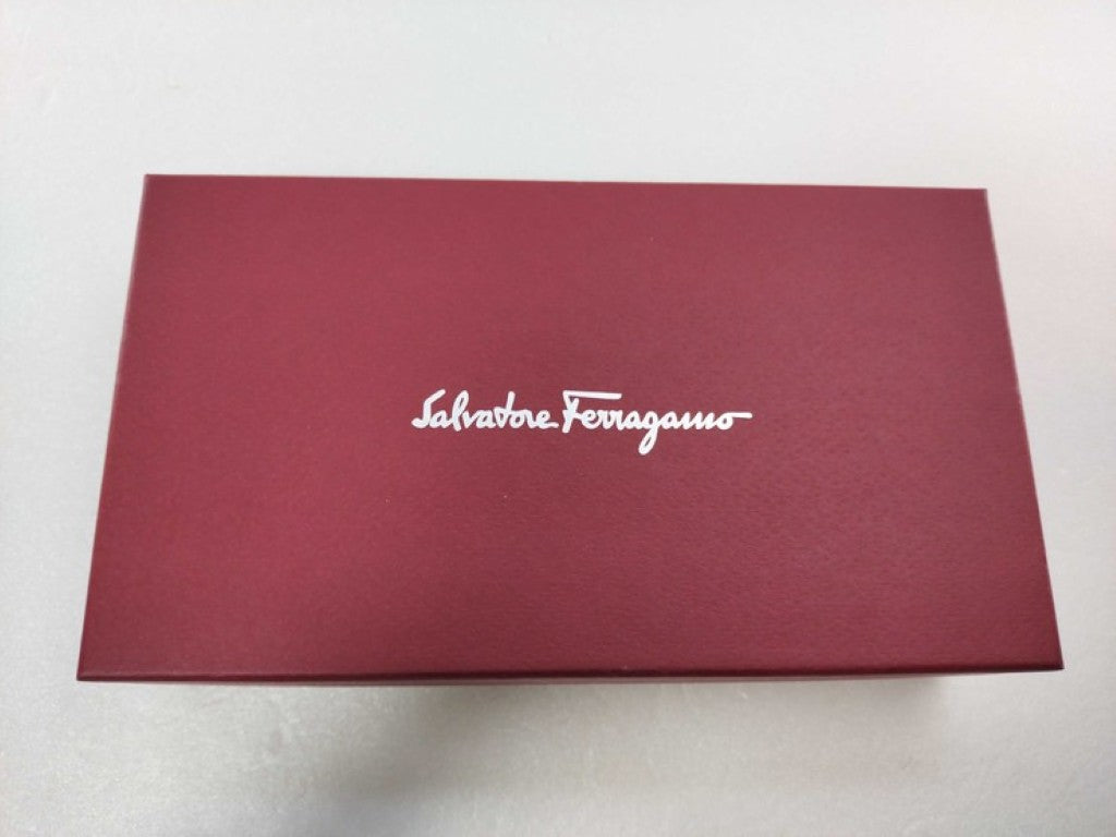 Salvatore Ferragamo フェラガモ 長財布 ガンチーニ IY-22 C843 ブルー系 レザー レディース ラウンドファスナー ゴールド金具 超美品