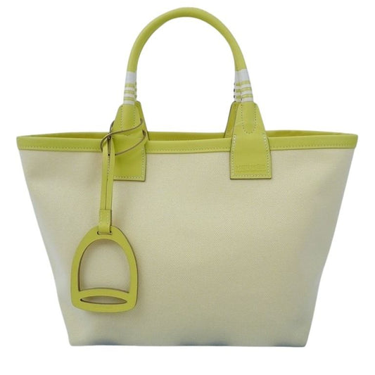 HERMES エルメス ハンドバッグ スティープル25 ライム系 トワルアッシュ×レザー レディース 超美品