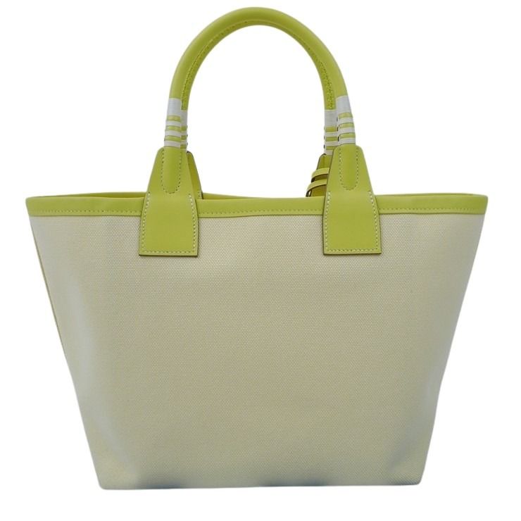 HERMES エルメス ハンドバッグ スティープル25 ライム系 トワルアッシュ×レザー レディース 超美品