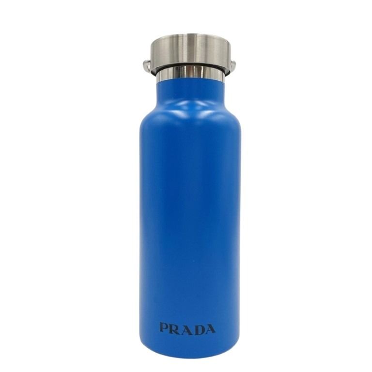 PRADA プラダ 水筒 ステンレス製携帯用魔法瓶 2UH004 ブルー シルバー系 ステンレス ユニセックス ウォーターボトル 美品
