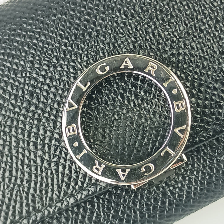 BVLGARI ブルガリ キーケース ブルガリブルガリ 30422 ブラック系 グレインカーフレザー レディース 6連 シルバー金具 ロゴクリップ 美品