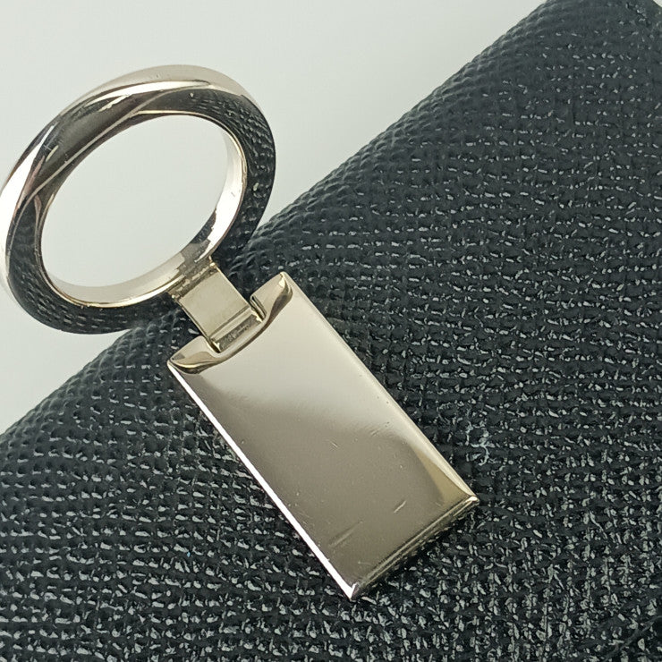 BVLGARI ブルガリ キーケース ブルガリブルガリ 30422 ブラック系 グレインカーフレザー レディース 6連 シルバー金具 ロゴクリップ 美品