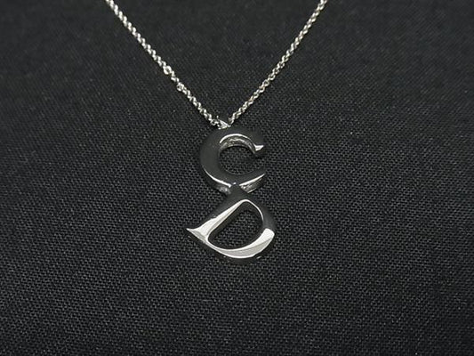 Christian Dior クリスチャンディオール ネックレス CDロゴ シルバー系 メタル レディース 美品