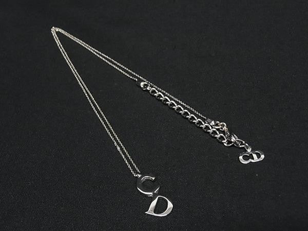 Christian Dior クリスチャンディオール ネックレス CDロゴ シルバー系 メタル レディース 美品