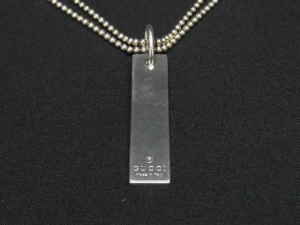 GUCCI グッチ ネックレス プレート ネックレス ダブルボールチェーン シルバー系 SV925 ユニセックス バータイプ 美品