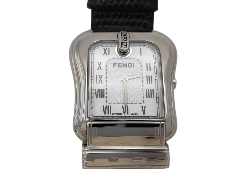 FENDI フェンディ 腕時計 ビーフェンディ 3800G シルバー ホワイト文字盤 ブラウン系 ステンレス レザー レディース 美品