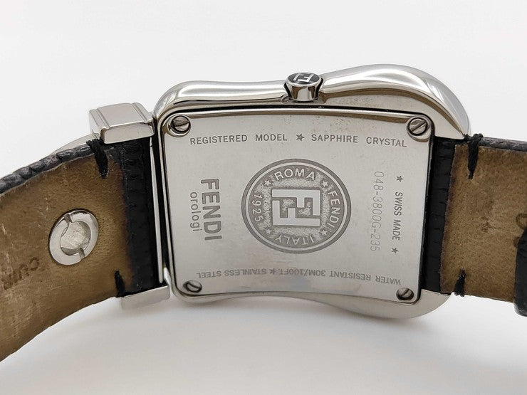 FENDI フェンディ 腕時計 ビーフェンディ 3800G シルバー ホワイト文字盤 ブラウン系 ステンレス レザー レディース 美品
