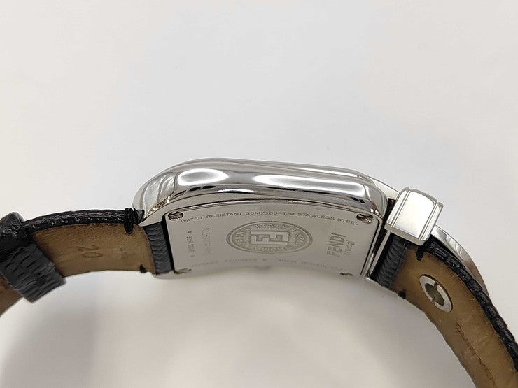FENDI フェンディ 腕時計 ビーフェンディ 3800G シルバー ホワイト文字盤 ブラウン系 ステンレス レザー レディース 美品