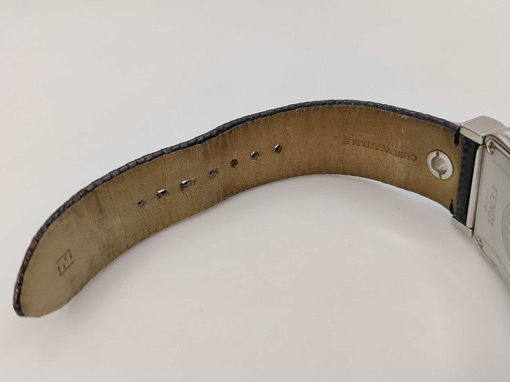 FENDI フェンディ 腕時計 ビーフェンディ 3800G シルバー ホワイト文字盤 ブラウン系 ステンレス レザー レディース 美品