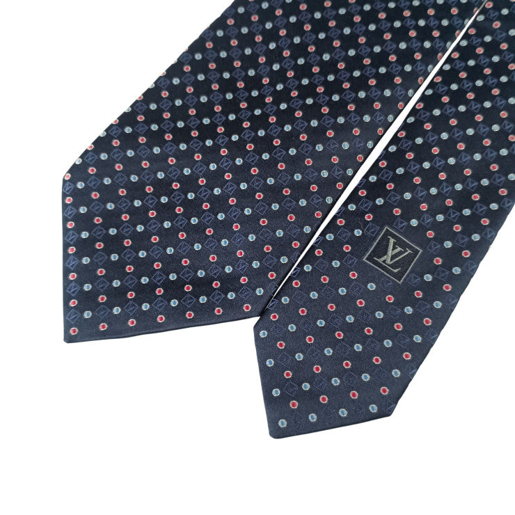 LOUIS VUITTON ルイヴィトン ネクタイ クラヴァット ネイビー系 メンズ ドット柄 超美品