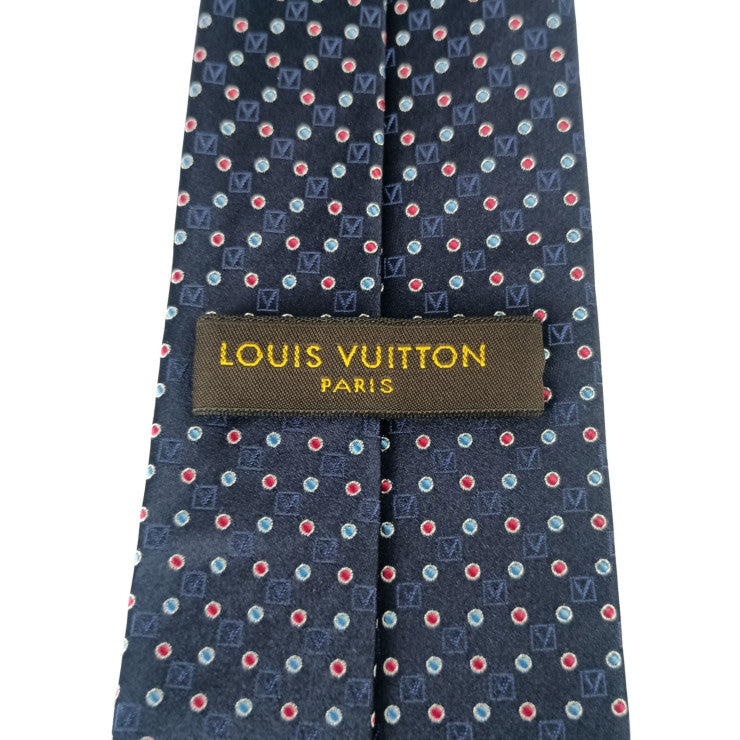 LOUIS VUITTON ルイヴィトン ネクタイ クラヴァット ネイビー系 メンズ ドット柄 超美品