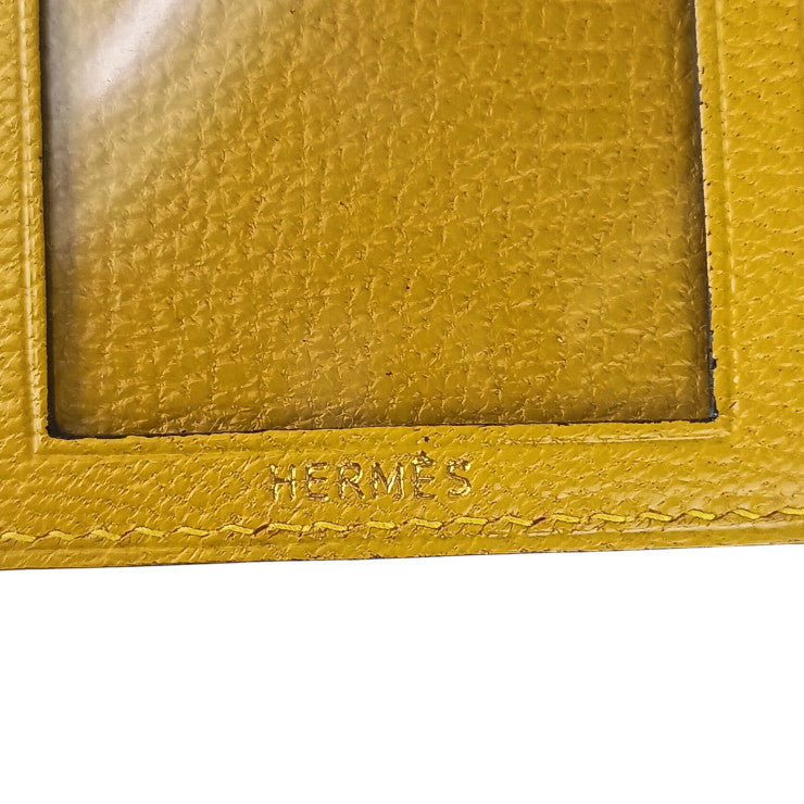 HERMES エルメス フォトケース ミニ フォトケース マスタード系 シェーブル ユニセックス フォトフレーム 写真入れ 美品