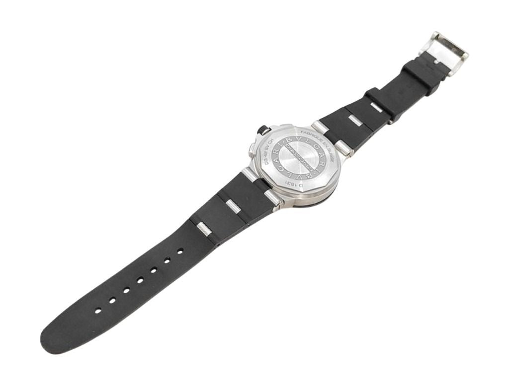 BVLGARI ブルガリ 時計 ディアゴノ クロノグラフ DG42SVCH ホワイト シルバー ブラック系 ステンレススチール ラバー メンズ 美品