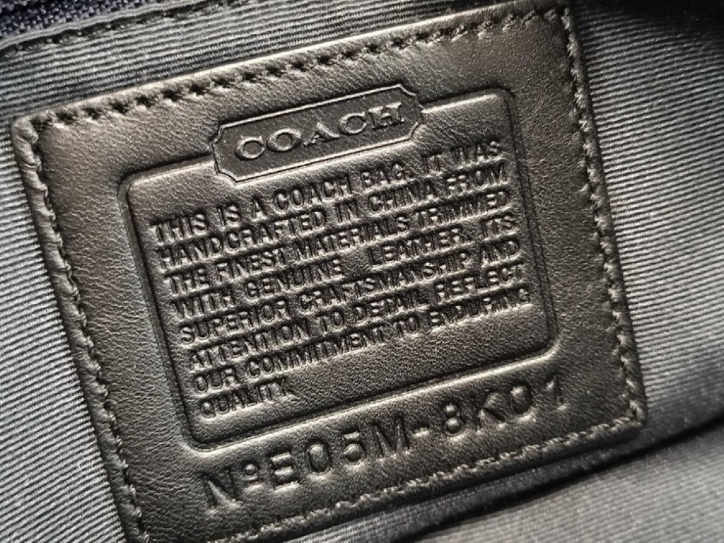 COACH コーチ ハンドバッグ シグネチャー 8K01 ブラック系 キャンバス レザー レディース ショルダーバッグ シルバー金具 美品