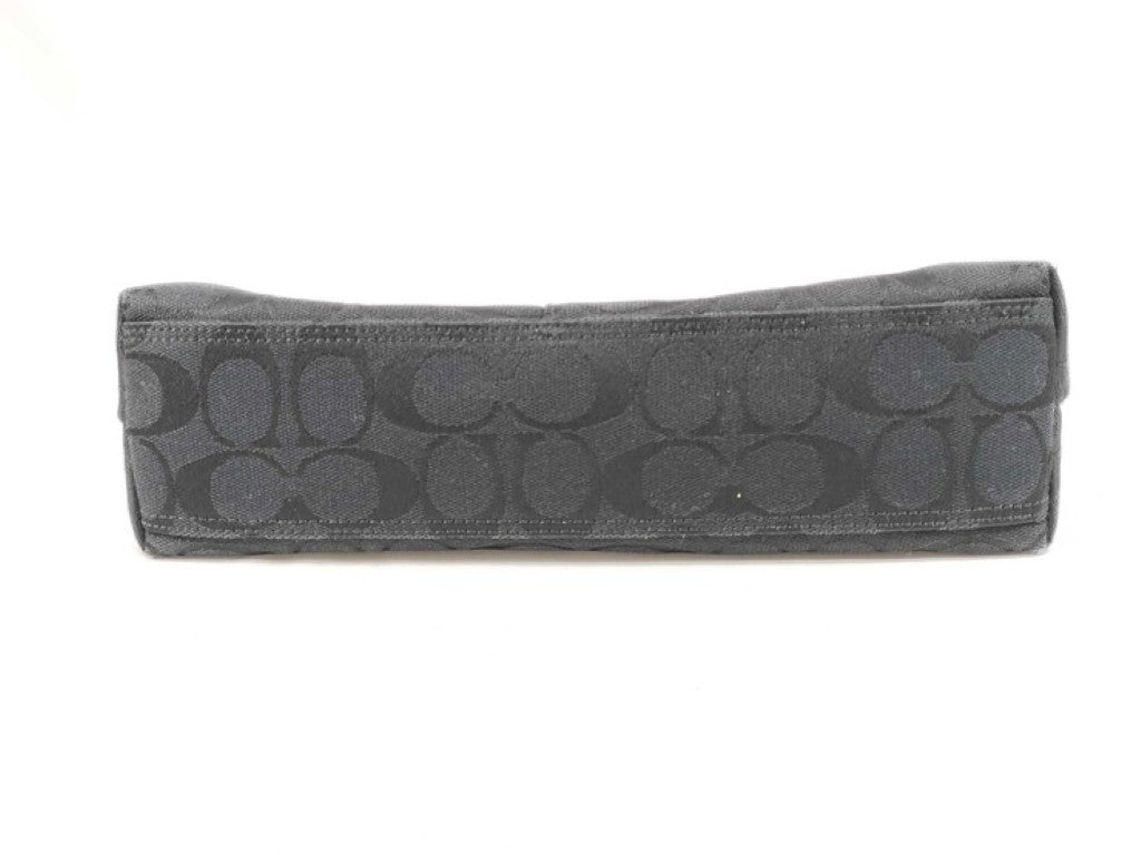COACH コーチ ハンドバッグ シグネチャー 8K01 ブラック系 キャンバス レザー レディース ショルダーバッグ シルバー金具 美品