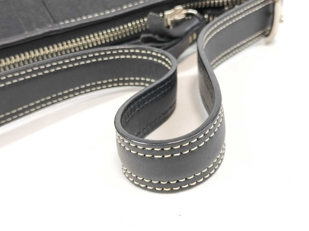 COACH コーチ ハンドバッグ シグネチャー 8K01 ブラック系 キャンバス レザー レディース ショルダーバッグ シルバー金具 美品