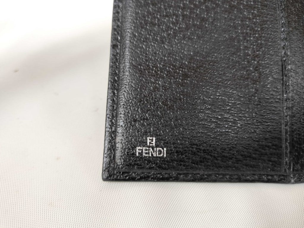 FENDI フェンディ 長財布 ズッカ 8M0179 ブラック系 キャンバス レザー ユニセックス 二つ折り シルバー金具 美品