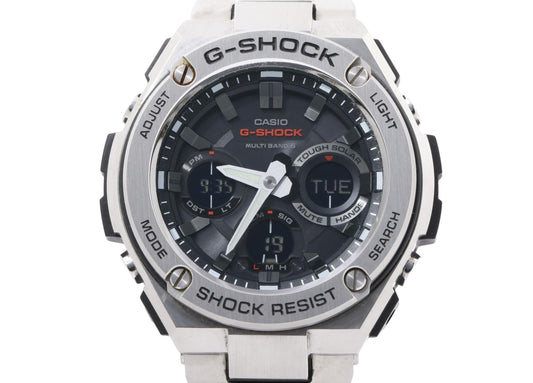 CASIO カシオ 時計 GSHOCK GSTEEL GSTW100 Series GSTW110D1AJF ブラック シルバー 樹脂／ステンレススチール メンズ アナデジ 美品