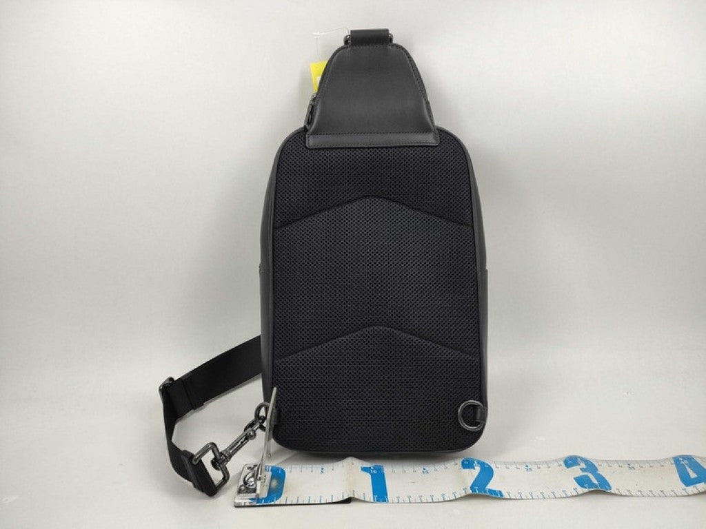 COACH コーチ ボディバッグ シグネチャー CZ393 ブラック系 PVC×レザー ユニセックス ショルダーバッグ 超美品
