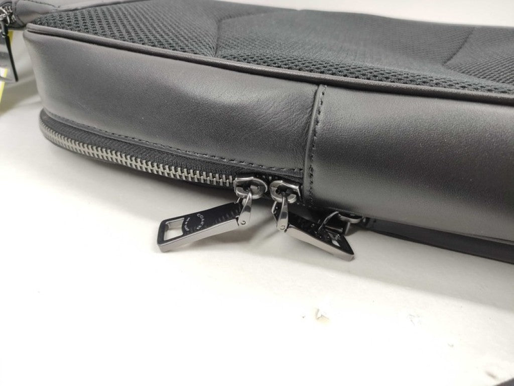 COACH コーチ ボディバッグ シグネチャー CZ393 ブラック系 PVC×レザー ユニセックス ショルダーバッグ 超美品