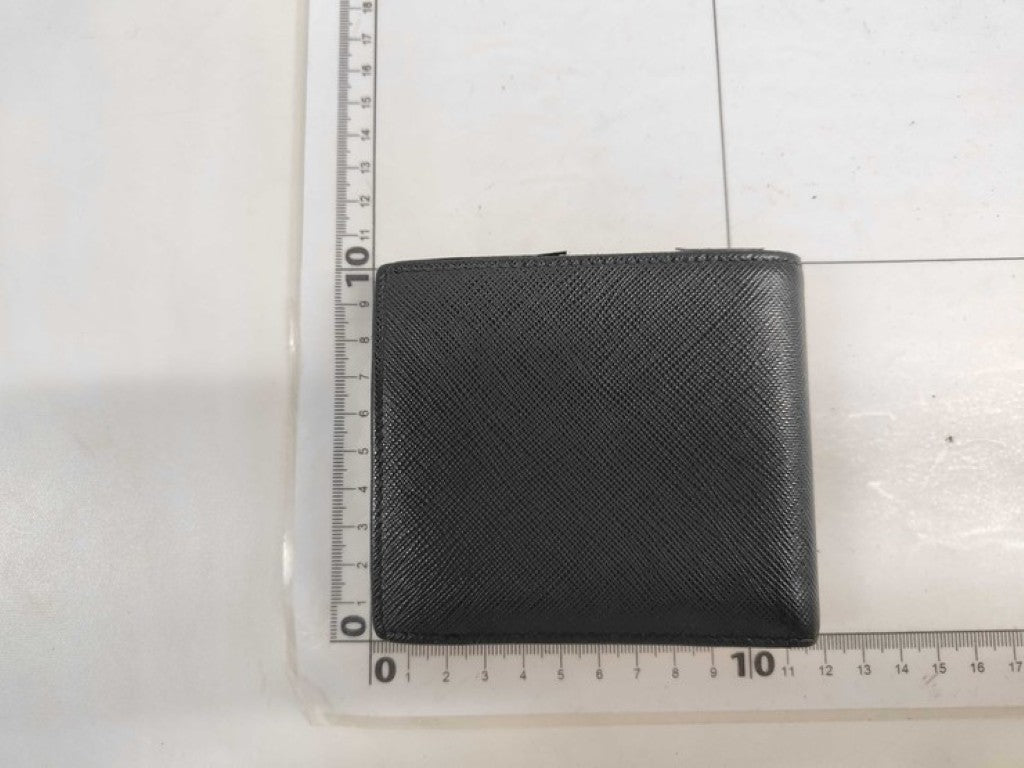 PRADA プラダ 二つ折り財布 2MO738 ブラック系 レザー×クロコダイル メンズ 美品