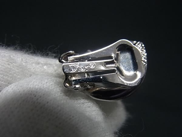ChristianDior ディオール イヤリング シルバー系 メタル レディース ラインストーン クリップ式 美品