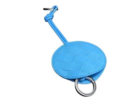 BOTTEGA VENETA ボッテガヴェネタ バッグチャーム イントレチャート 629552 ブルー系 レザー ユニセックス キーホルダー キーリング 美品