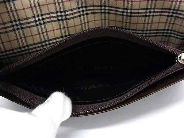 BURBERRY バーバリー 長財布 ダークブラウン系 レザー メンズ 二つ折り ノバチェック 美品