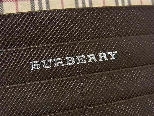 BURBERRY バーバリー 長財布 ダークブラウン系 レザー メンズ 二つ折り ノバチェック 美品