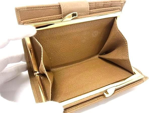 BVLGARI ブルガリ 二つ折り財布 ドッピオトンド ブラウン系 レザー ユニセックス がま口 ゴールド金具 美品