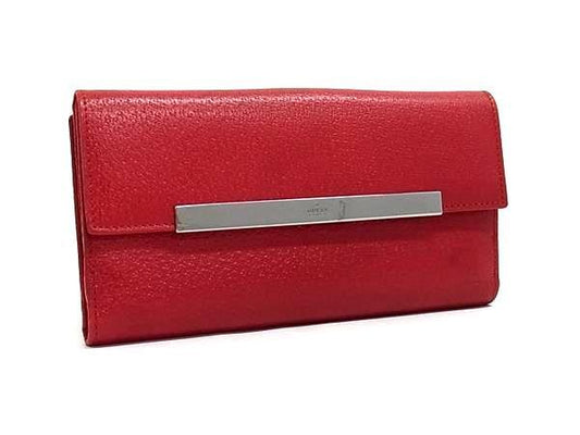 GUCCI グッチ 長財布 035 2031 2065 レッド系 レザー レディース Wホック 2つ折り シルバー金具 美品