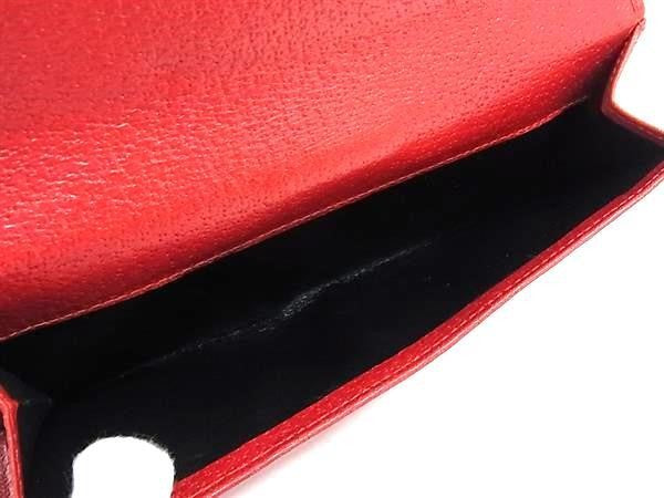 GUCCI グッチ 長財布 035 2031 2065 レッド系 レザー レディース Wホック 2つ折り シルバー金具 美品