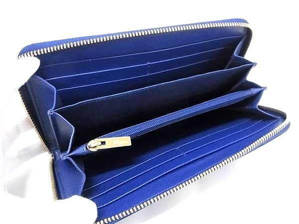 SALVATORE FERRAGAMO フェラガモ 長財布 ガンチーニ IY-22B 300 ブルー系 レザー ユニセックス ラウンドファスナー ゴールド金具 美品