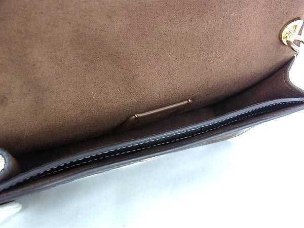 COACH コーチ ショルダーバッグ シグネチャー CF475 ブラウン系 PVC レザー レディース チェーン ゴールド金具 美品