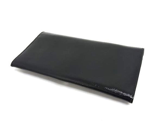 SALVATORE FERRAGAMO フェラガモ 長財布 ガンチーニ IK-22 4633 ブラック系 パテントレザー レディース 二つ折り シルバー金具 美品