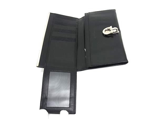 SALVATORE FERRAGAMO フェラガモ 長財布 ガンチーニ IK-22 4633 ブラック系 パテントレザー レディース 二つ折り シルバー金具 美品