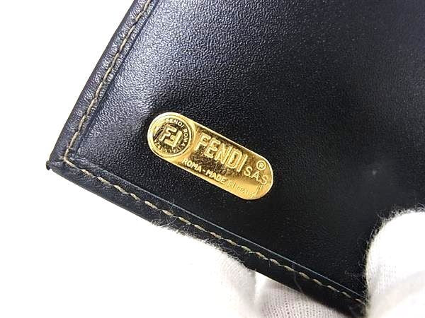 FENDI フェンディ 長財布 ペカン 308030 ブラック系×ブラウン系 PVC メンズ 二つ折り 美品