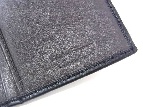SALVATORE FERRAGAMO フェラガモ 長財布 ガンチーニ IY-66 9413 ブラック系 レザー メンズ 二つ折り 美品